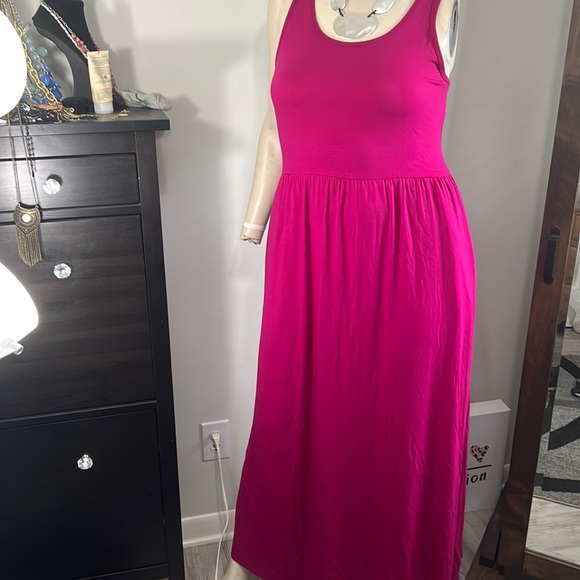 NEW Ava & ViV plus size magenta pink sleeveless stretch tank maxi dress - Picture 1 of 7